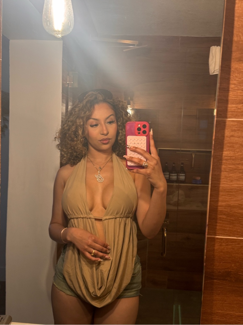 SHEIN Tan Draped Halter Camisole
